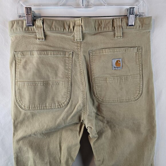 Carhartt Pants Mens 33x32 Fits 31x30 Khaki Straight Fit Work Stretch Workwear A1 - Picture 8 of 12